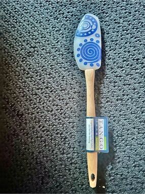 Blue Swirl Silicone Long Spatula with Beechwood Handle